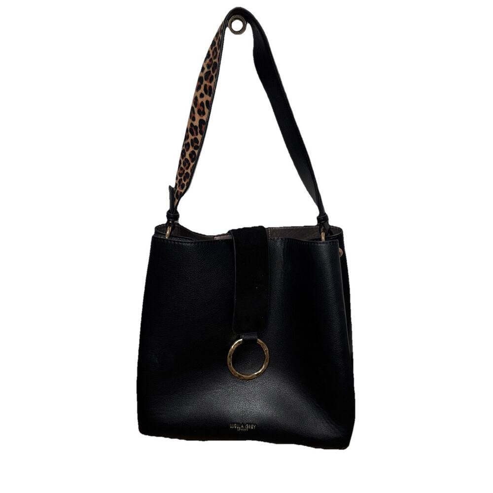 Luella Grey London Grace Handbag Purse Animal Print Shoulder Strap Black
